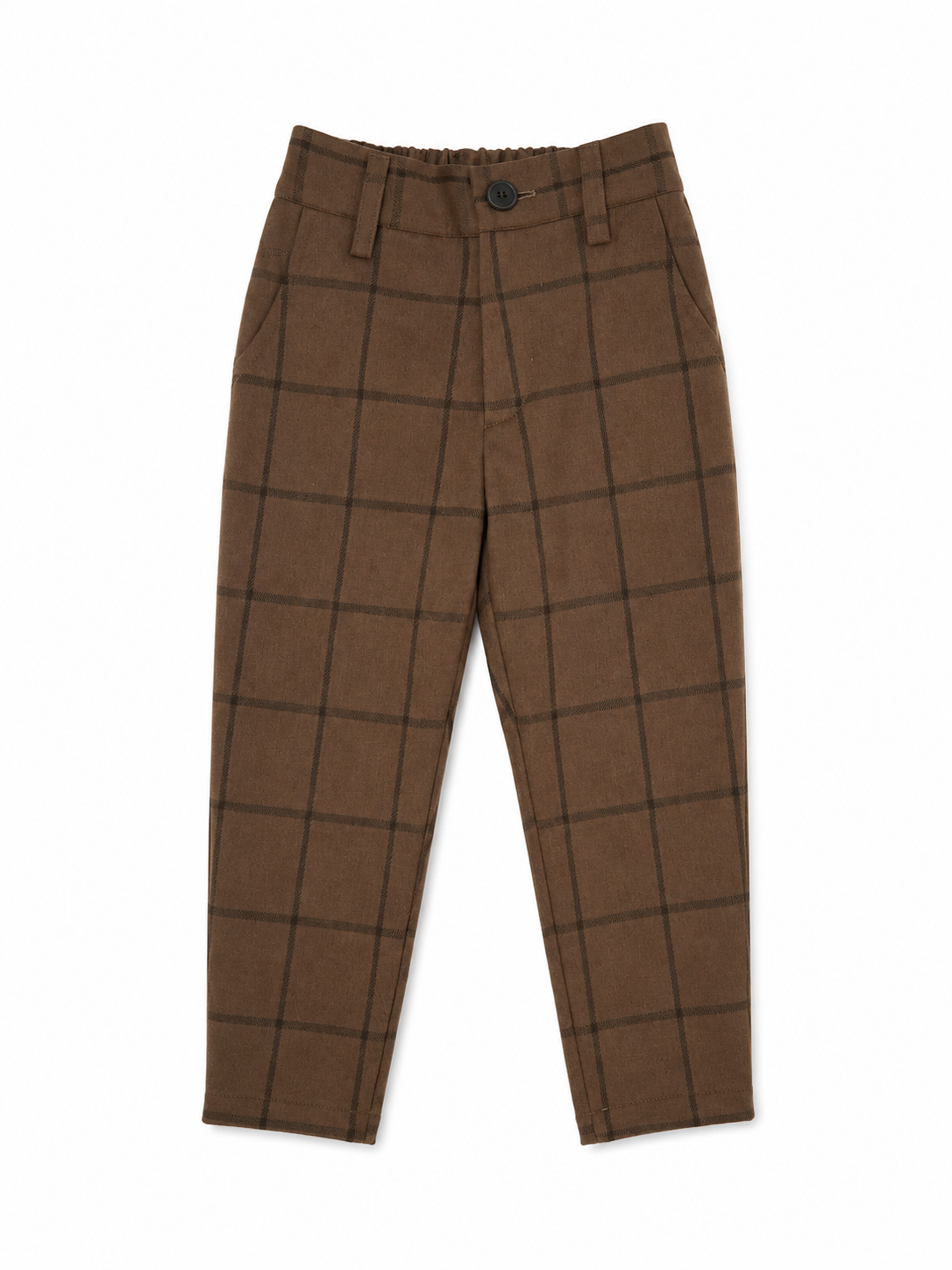 Loulou lange broek grove ruit donkerbruin