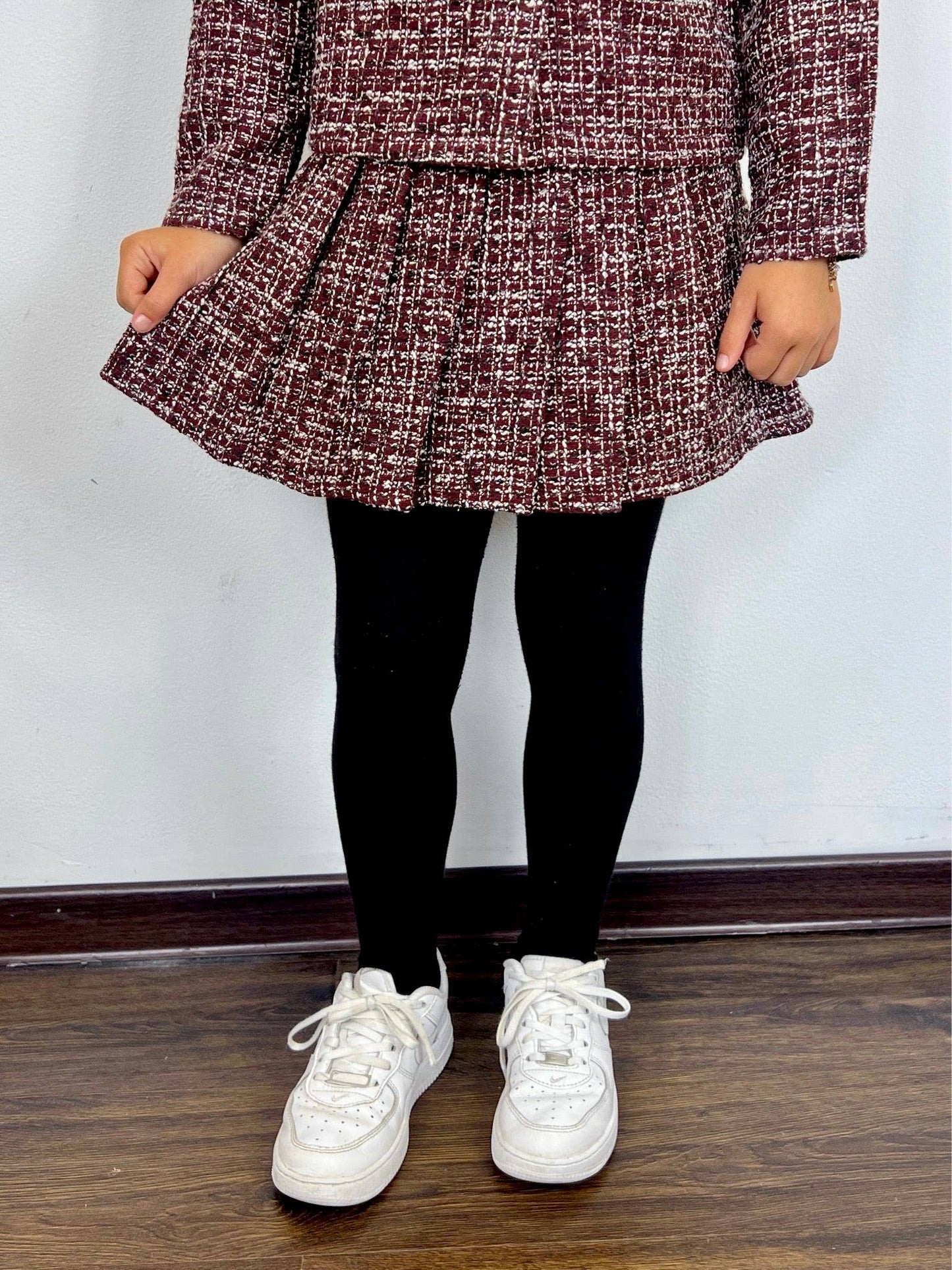 Meisjes plooirok in tweed.: Bordeaux