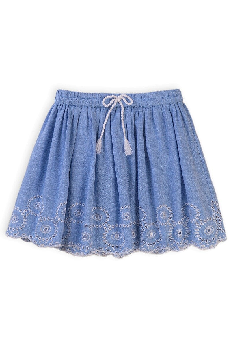 Blauw rokje broderie