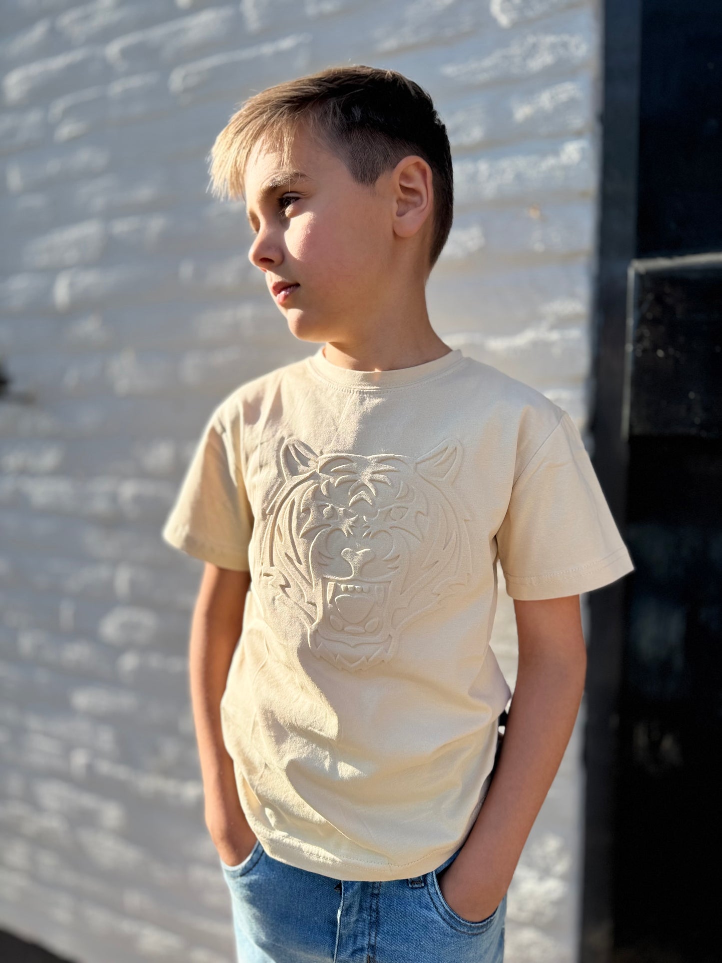 Beige shirt met tijger