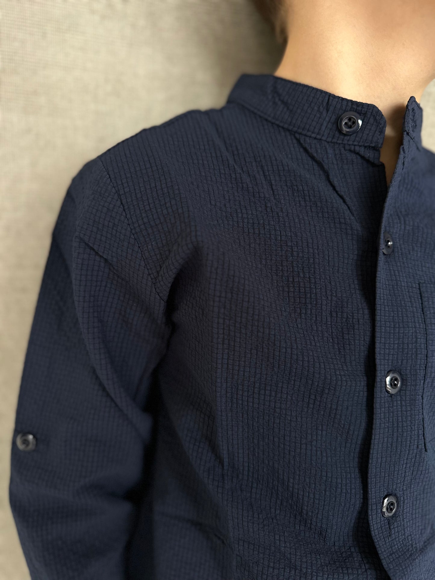 Blouse donkerblauw crêpe