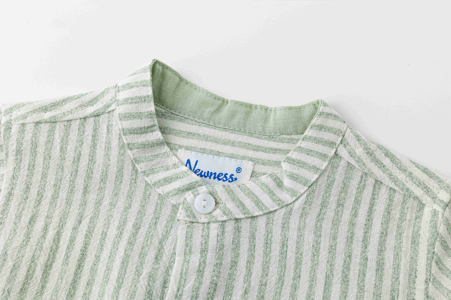 Groen Gestreept Baby Jongensshirt: Strepen / 90% katoen; 10% linnen / 6/9 maanden; 12 maanden; 18 maanden; 24/30 maanden