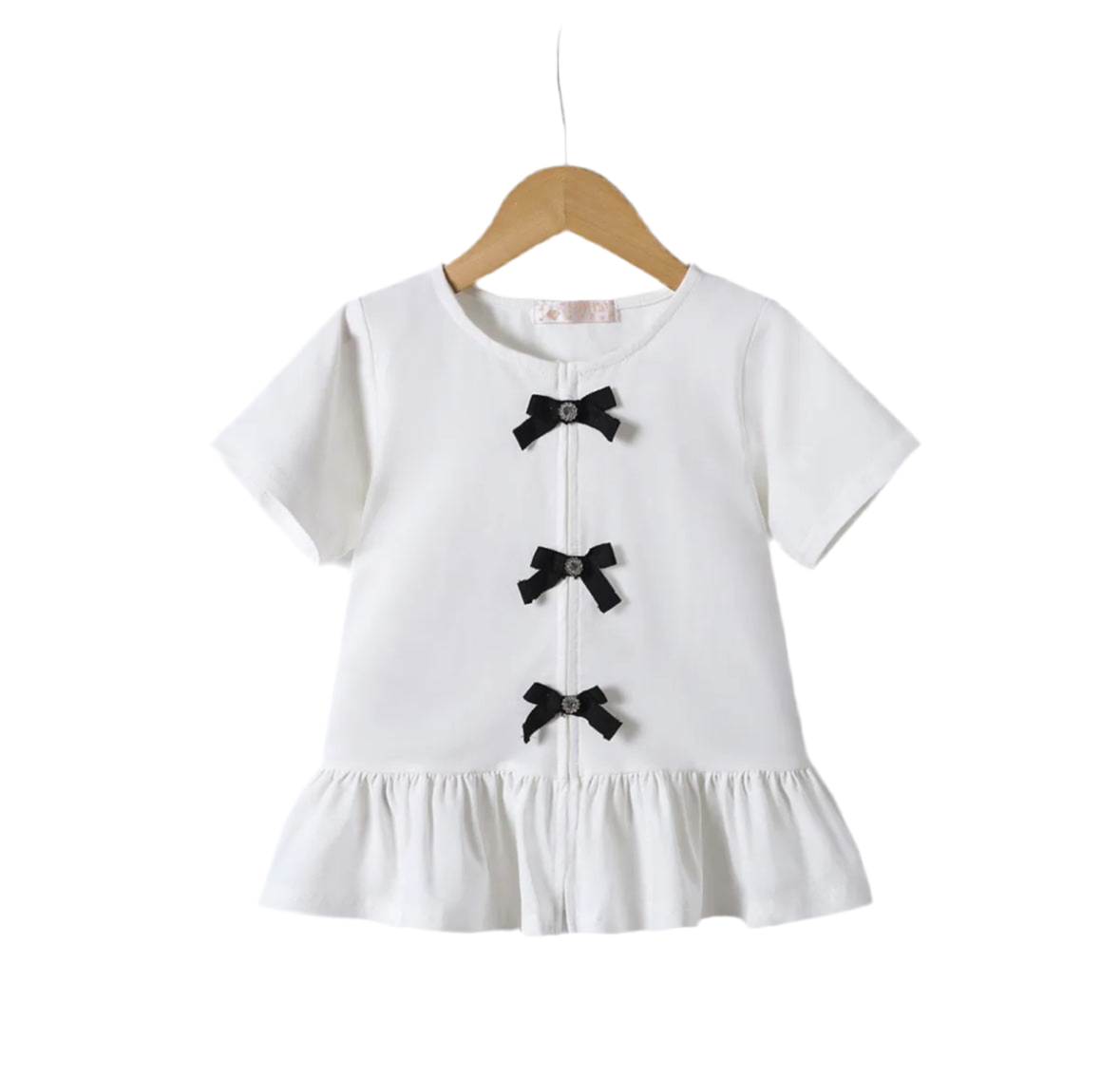 Korte mouwen shirt met strikjes wit