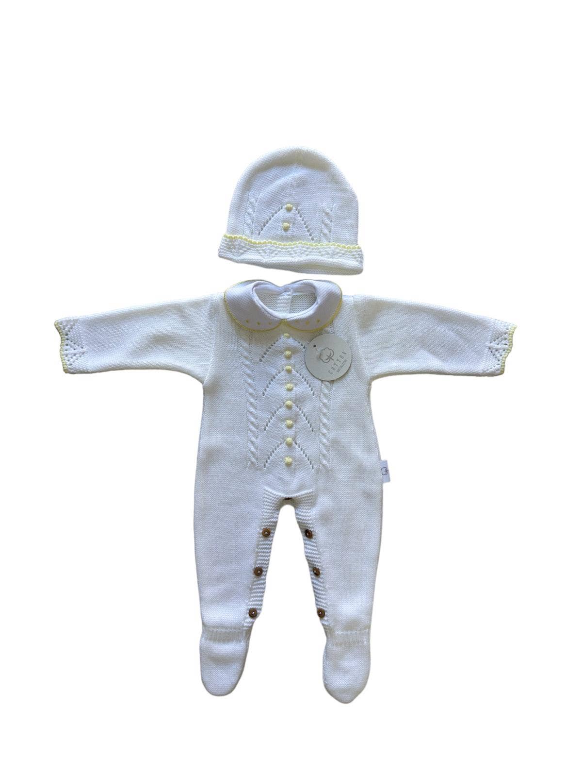 CT108 GEBREID PAK MET MUTS HERFST/WINTER: Blauw/wit / 1/3 maanden