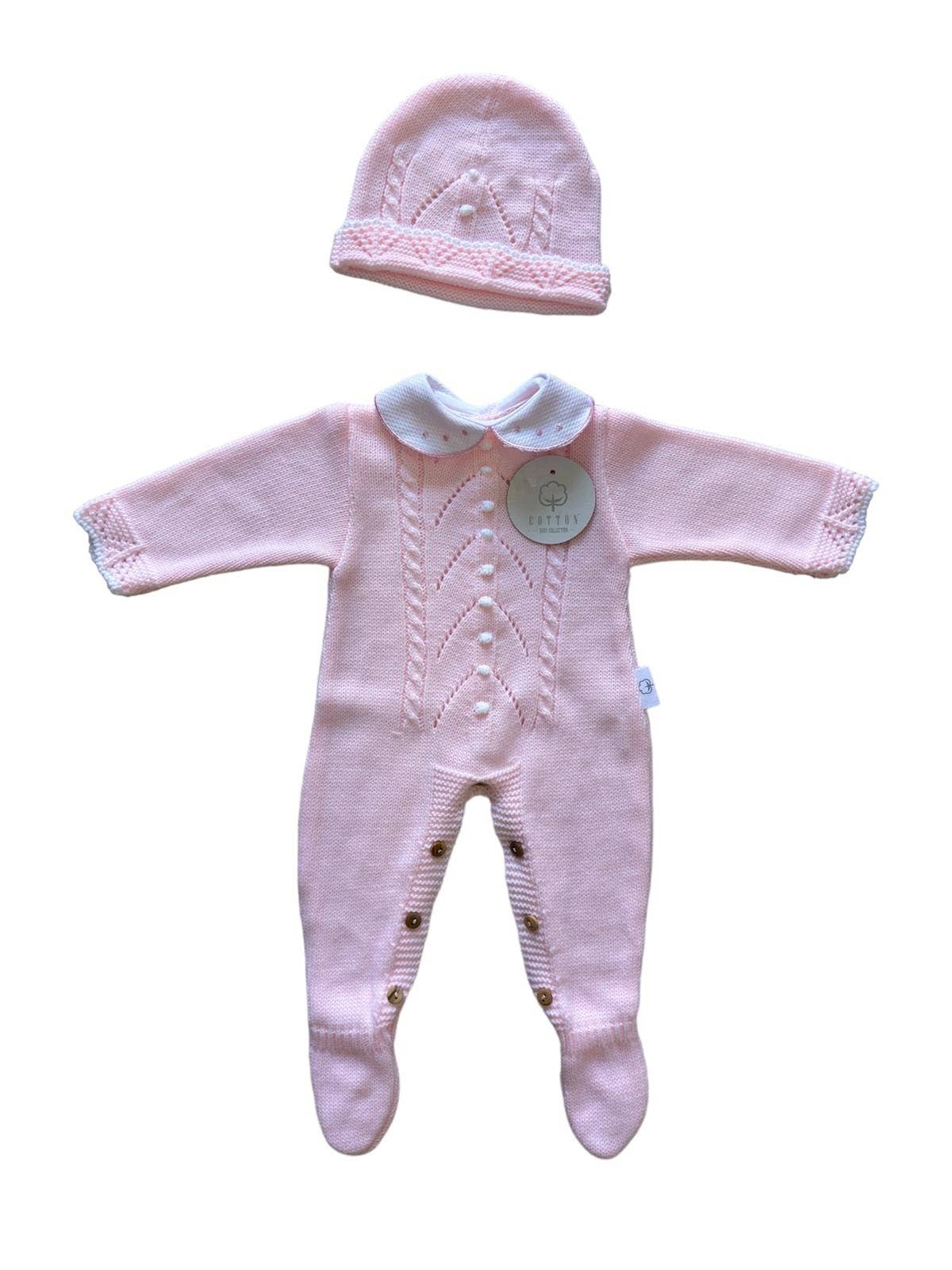 CT108 GEBREID PAK MET MUTS HERFST/WINTER: Roze/wit / 1/3 maanden