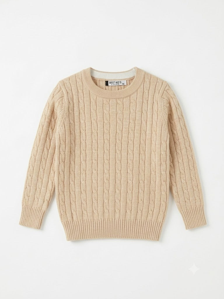 Kabel trui beige