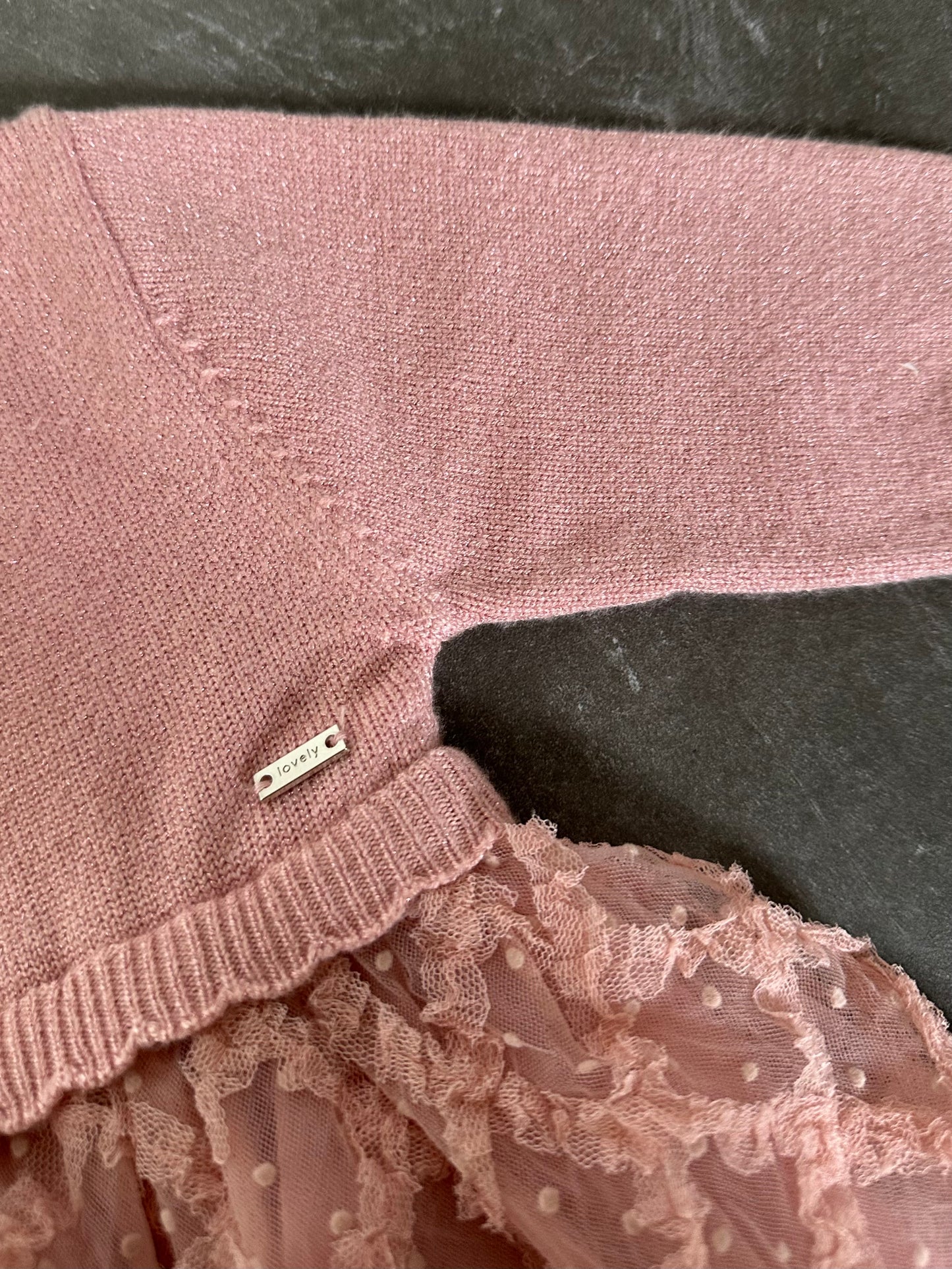 Roze jurk gebreid met tule