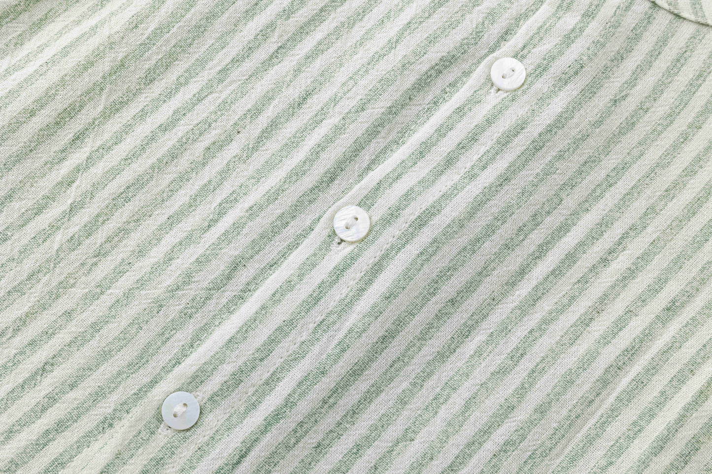 Groen Gestreept Baby Jongensshirt: Strepen / 90% katoen; 10% linnen / 6/9 maanden; 12 maanden; 18 maanden; 24/30 maanden