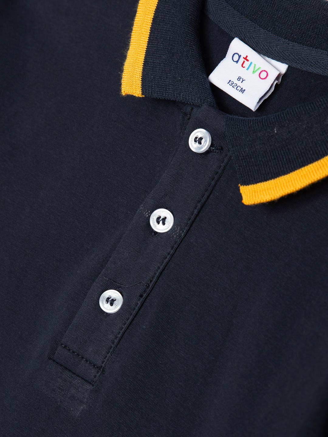 Polo met lange mouwen donkerblauw