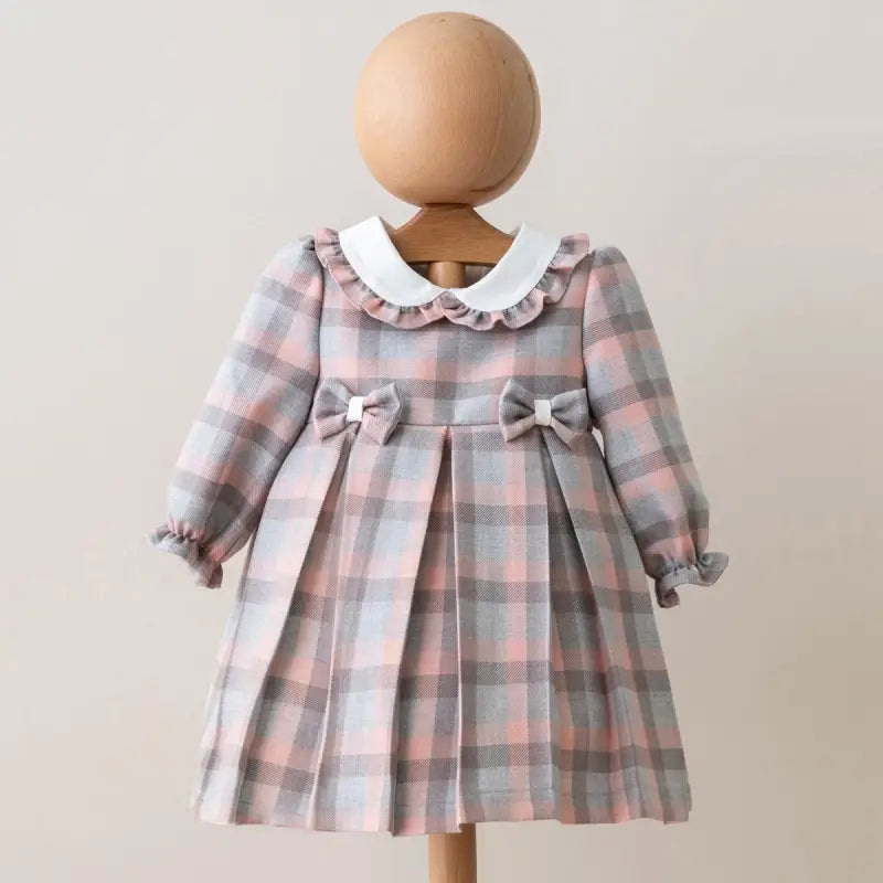 Roze geruite formele jurk voor babymeisjes