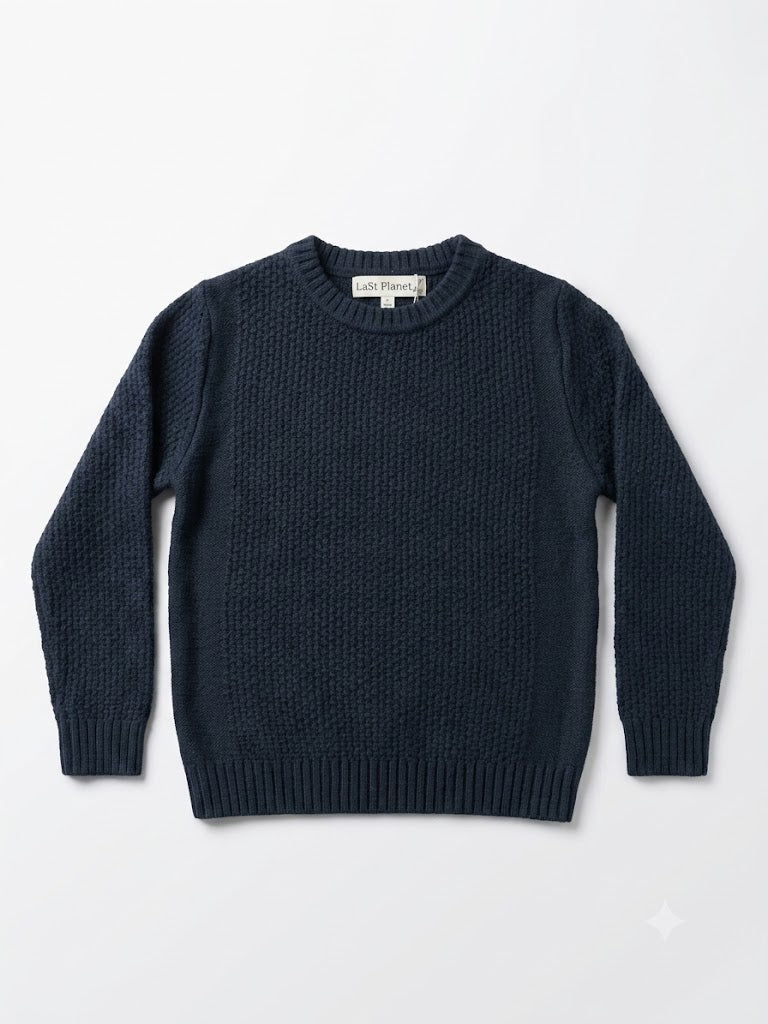 Bewerkte trui donkerblauw