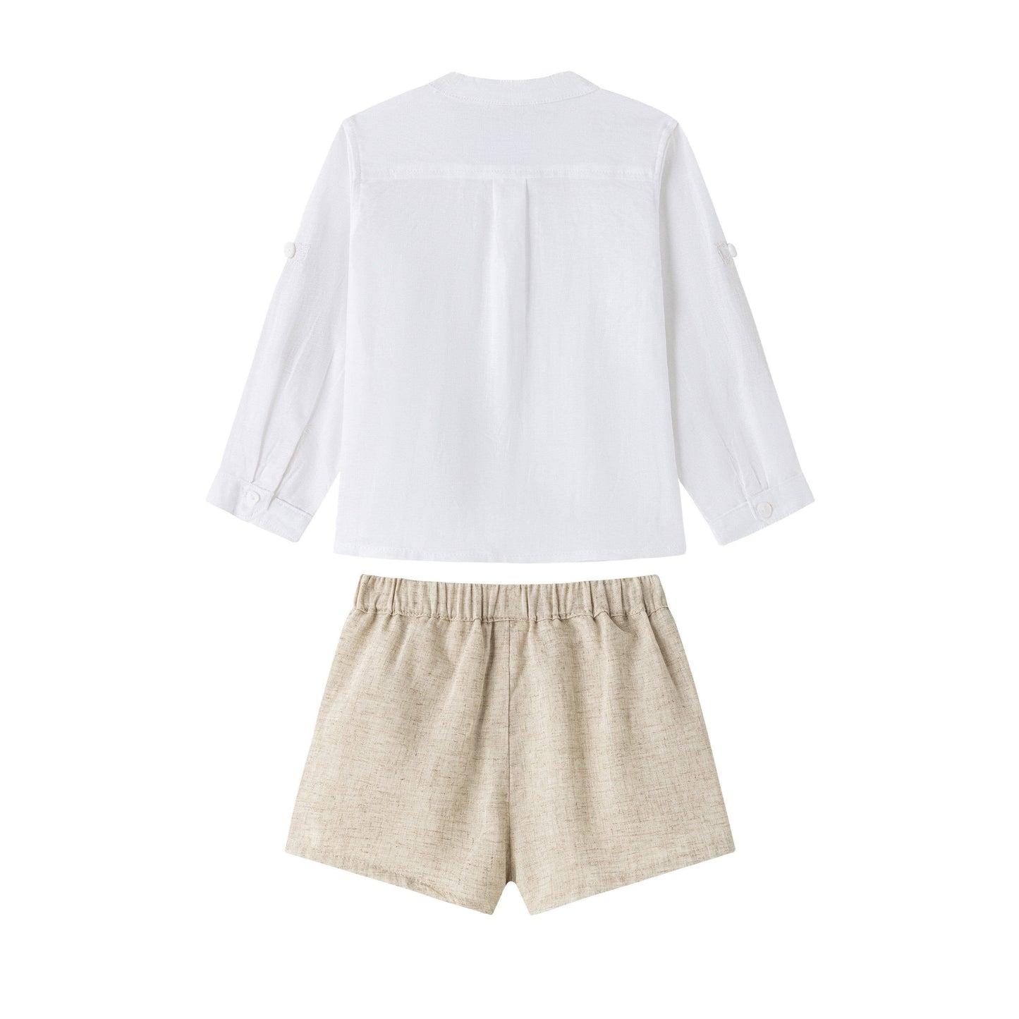 Beige set van linnen broekje en blousje