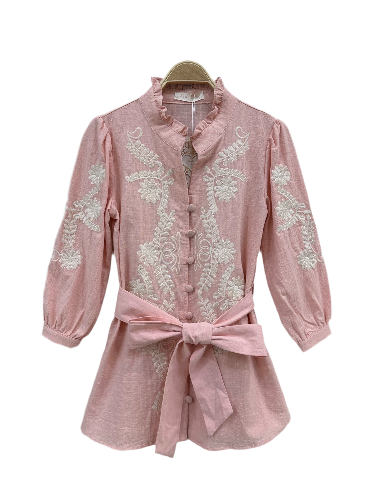 Roze jurk doorknoop jurk