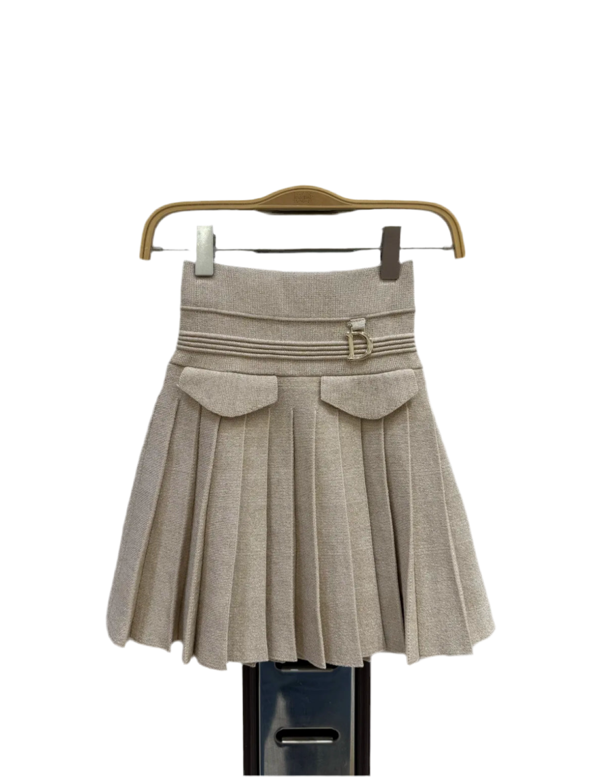 Beige plooi rokje met glitter
