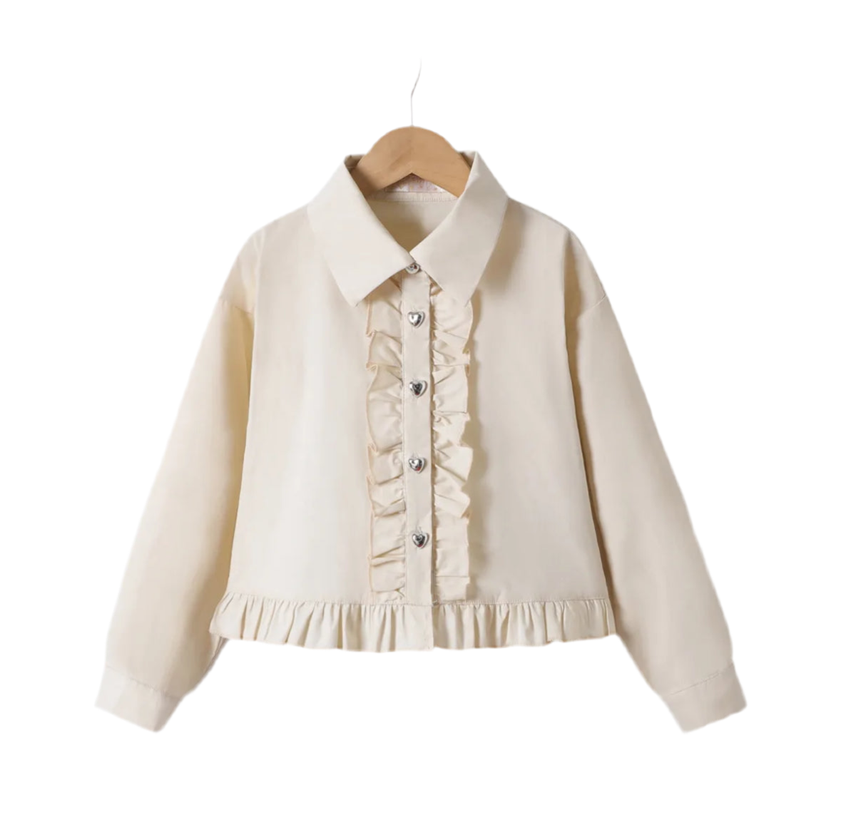 Blouse beige met hartjes knopen