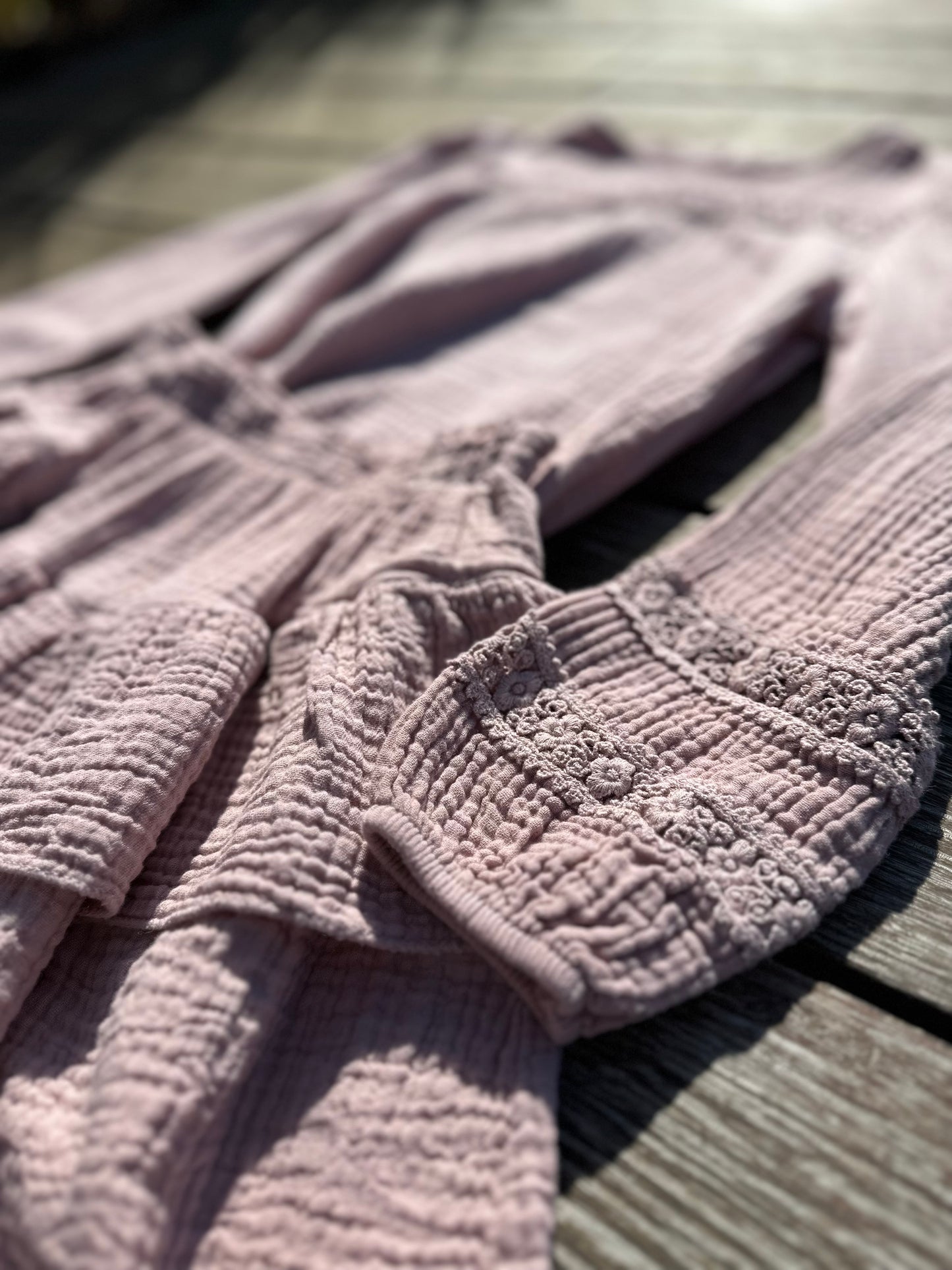 Blouse wafelstof roze