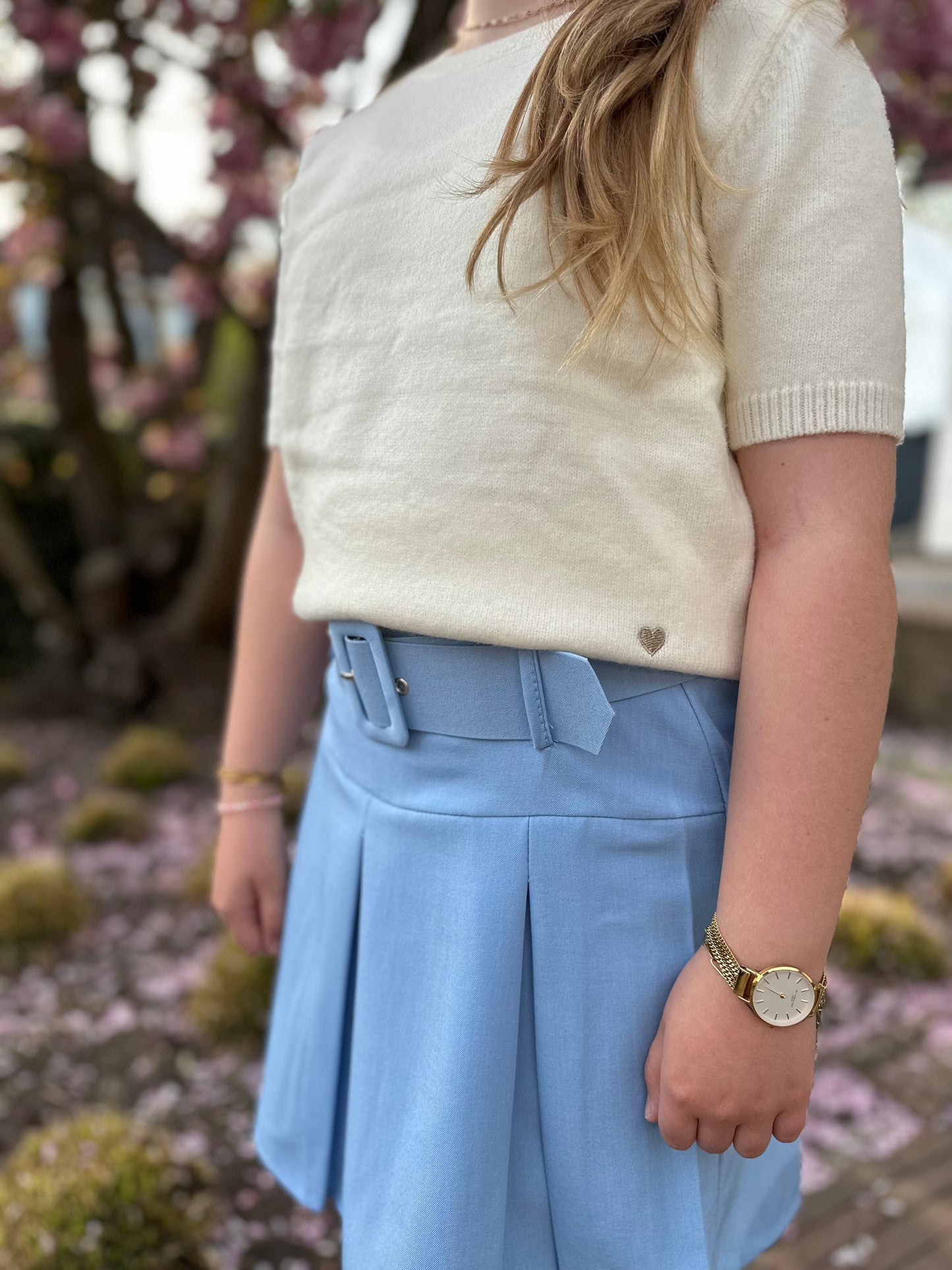 Korte mouwen trui beige