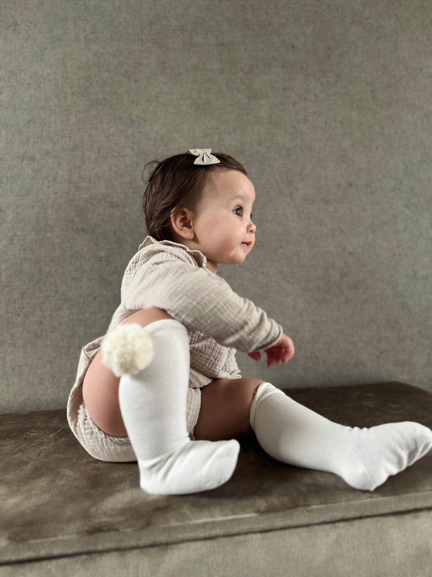Romper wafelstof beige