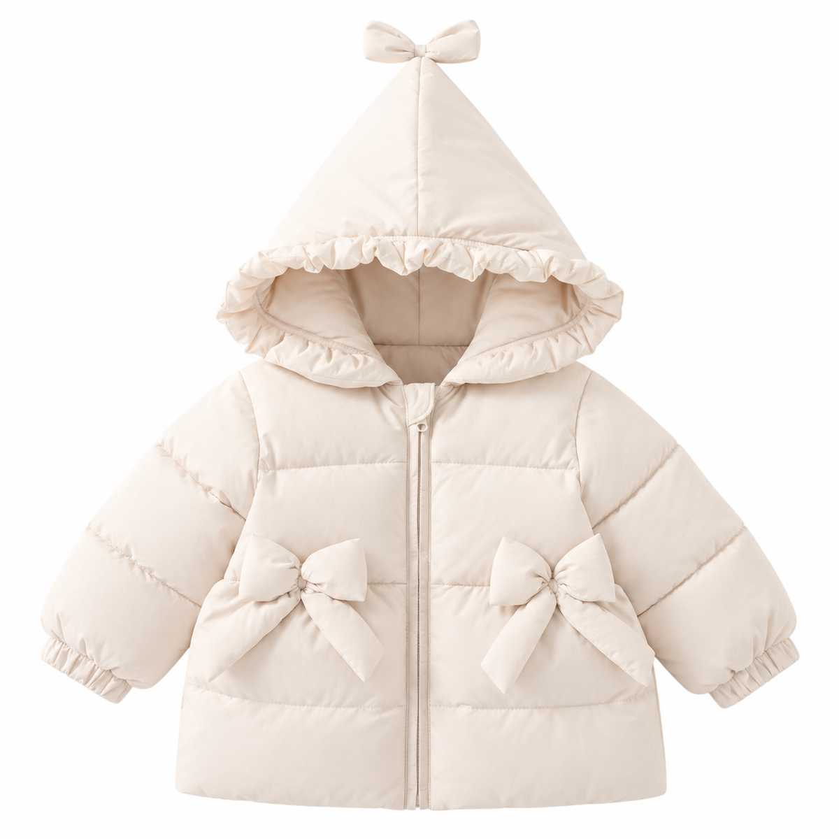 Jasje gewatteerd beige met strik detail