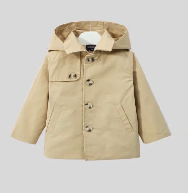 Zandkleurig trenchcoat jasje.