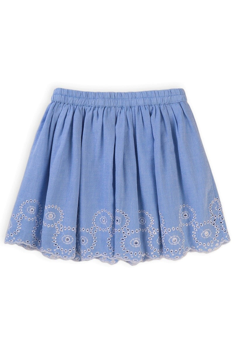 Blauw rokje broderie