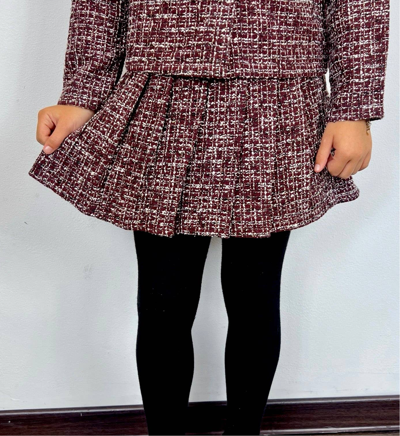 Meisjes plooirok in tweed.: Bordeaux