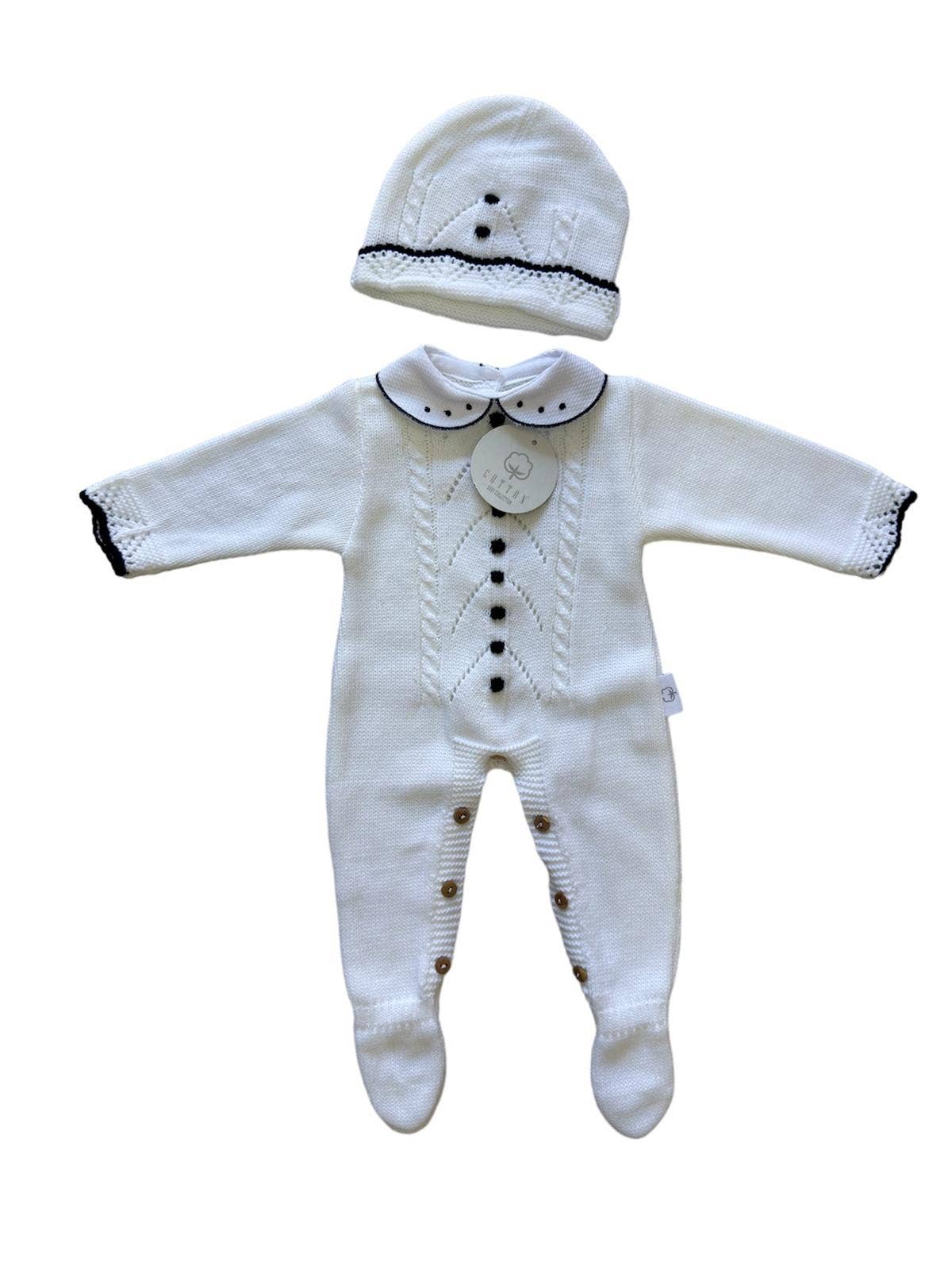 CT108 GEBREID PAK MET MUTS HERFST/WINTER: Blauw/wit / 1/3 maanden