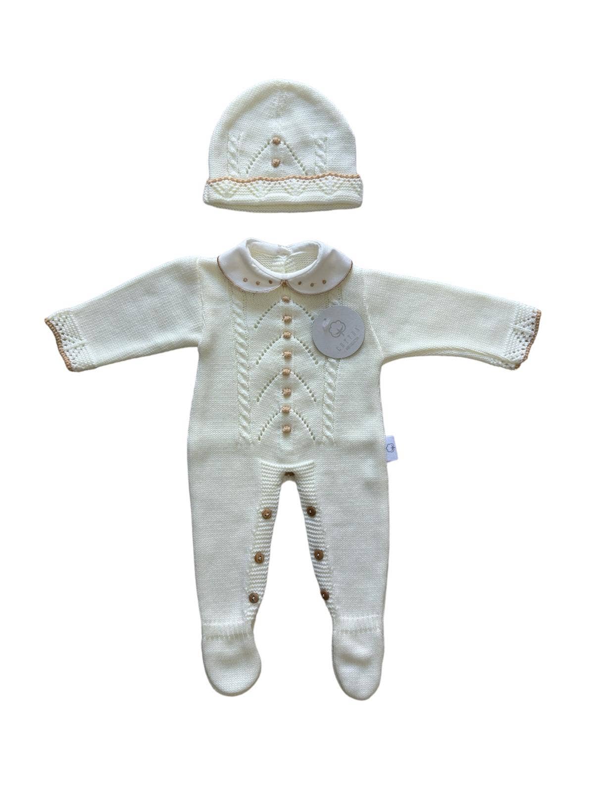 CT108 GEBREID PAK MET MUTS HERFST/WINTER: Blauw/wit / 1/3 maanden