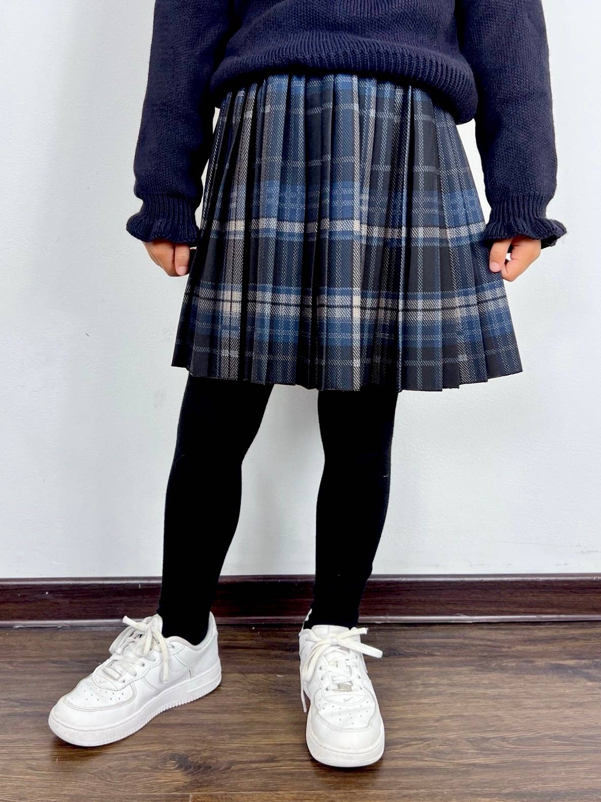 Geruite plooirok in schoolmeisjesstijl voor meisjes: Marine