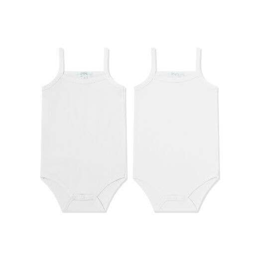 Body Meisje-2-Delige Unisex Set: Blanco / 100% katoen