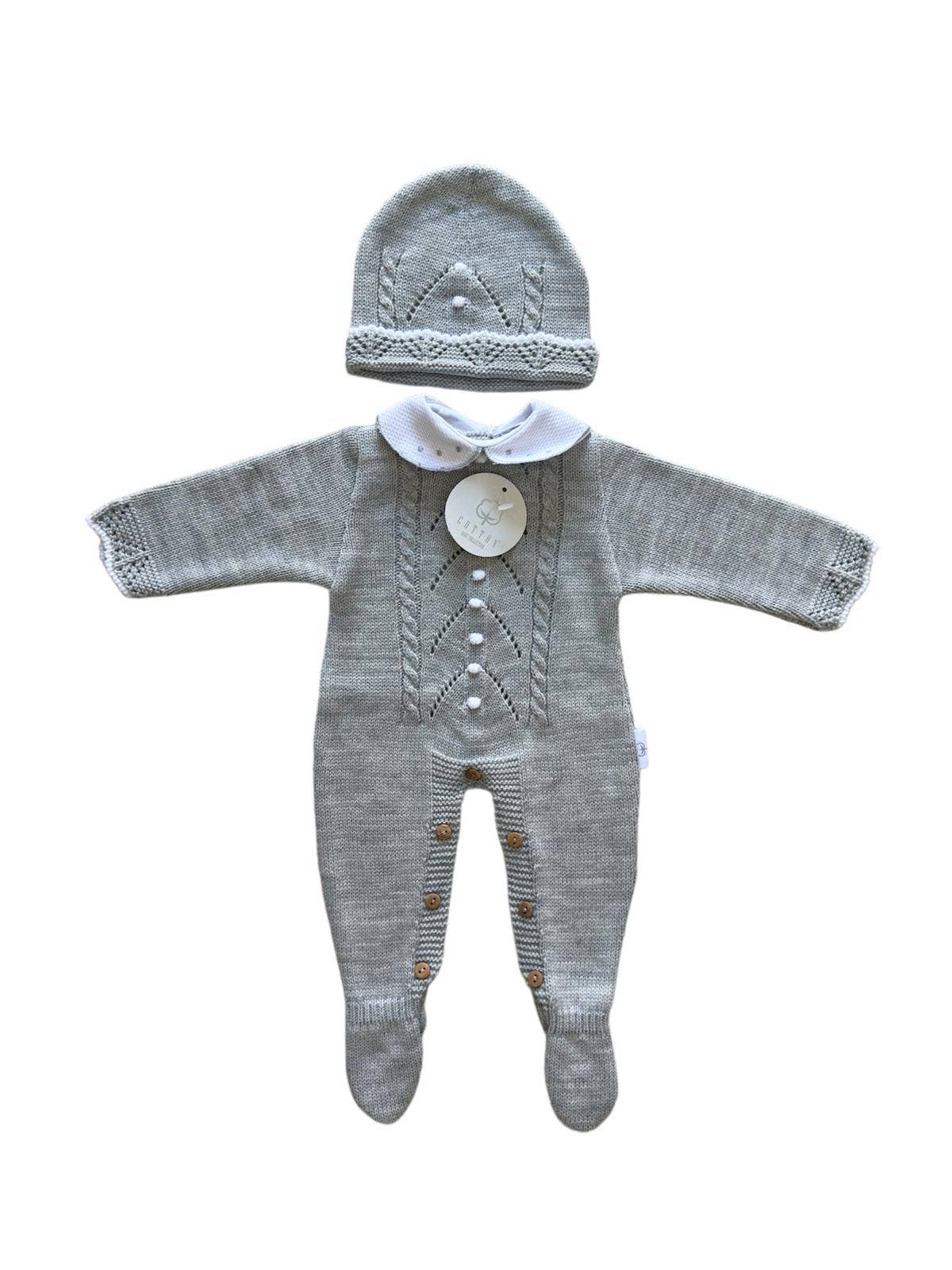 CT108 GEBREID PAK MET MUTS HERFST/WINTER: Blauw/wit / 1/3 maanden