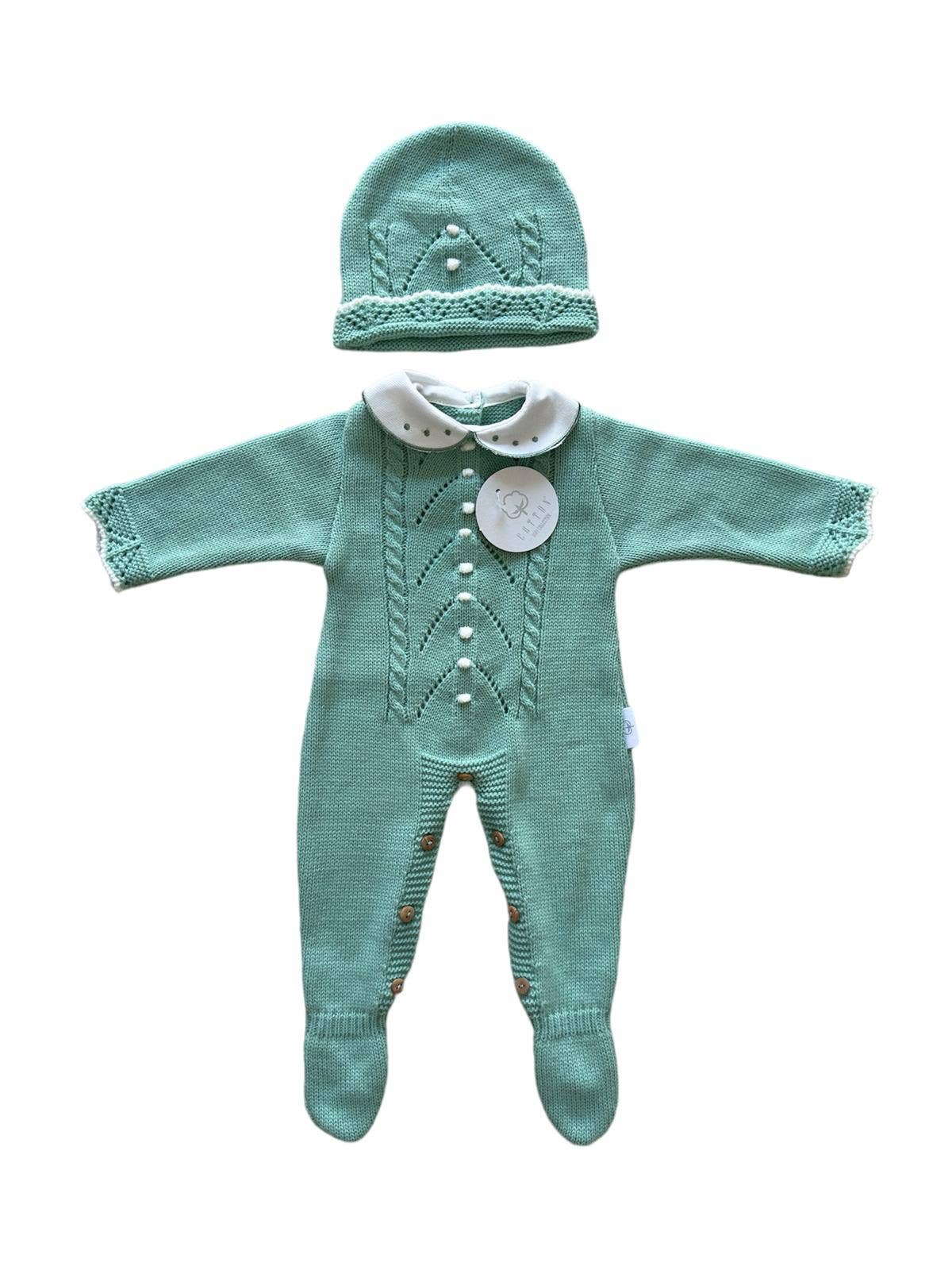 CT108 GEBREID PAK MET MUTS HERFST/WINTER: Blauw/wit / 1/3 maanden