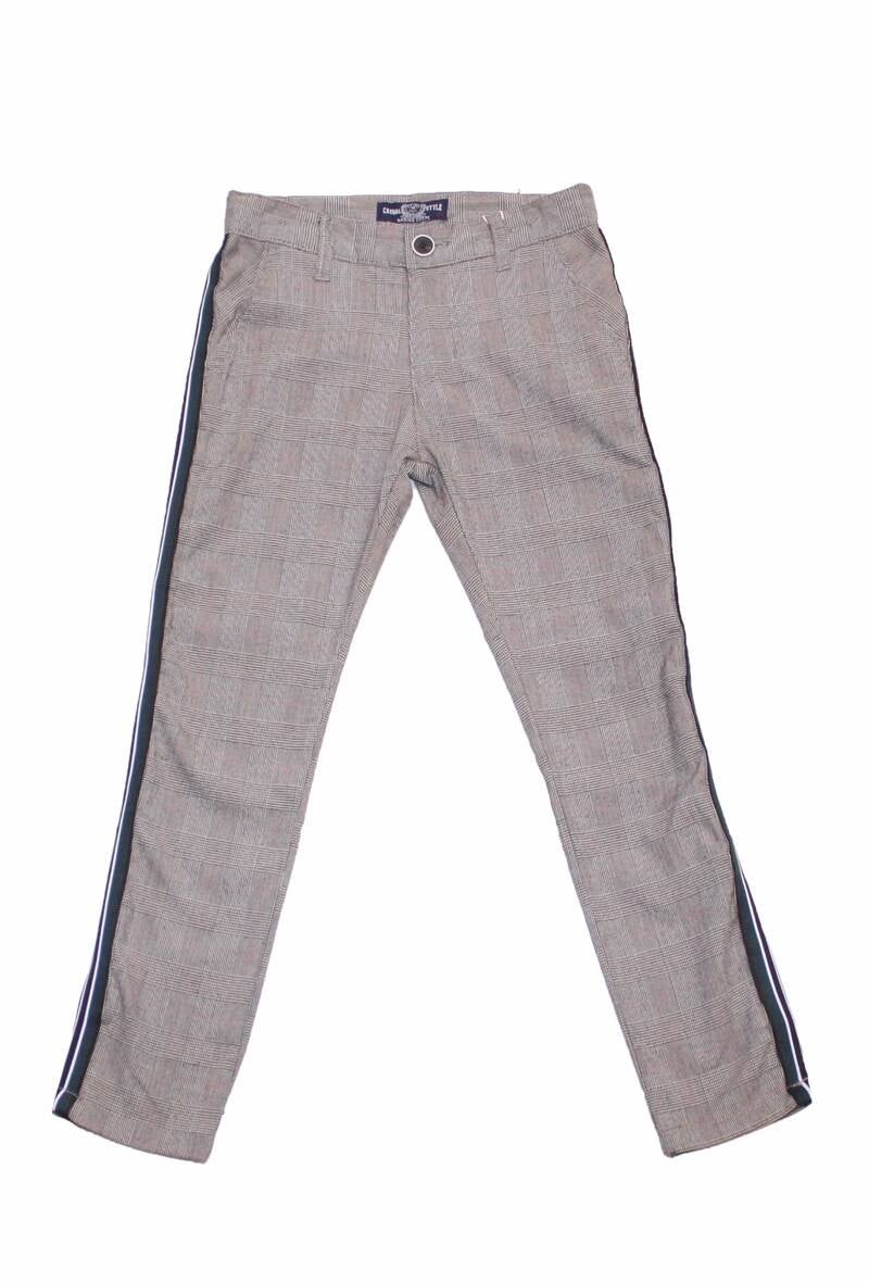 Ruit broek met groene streep