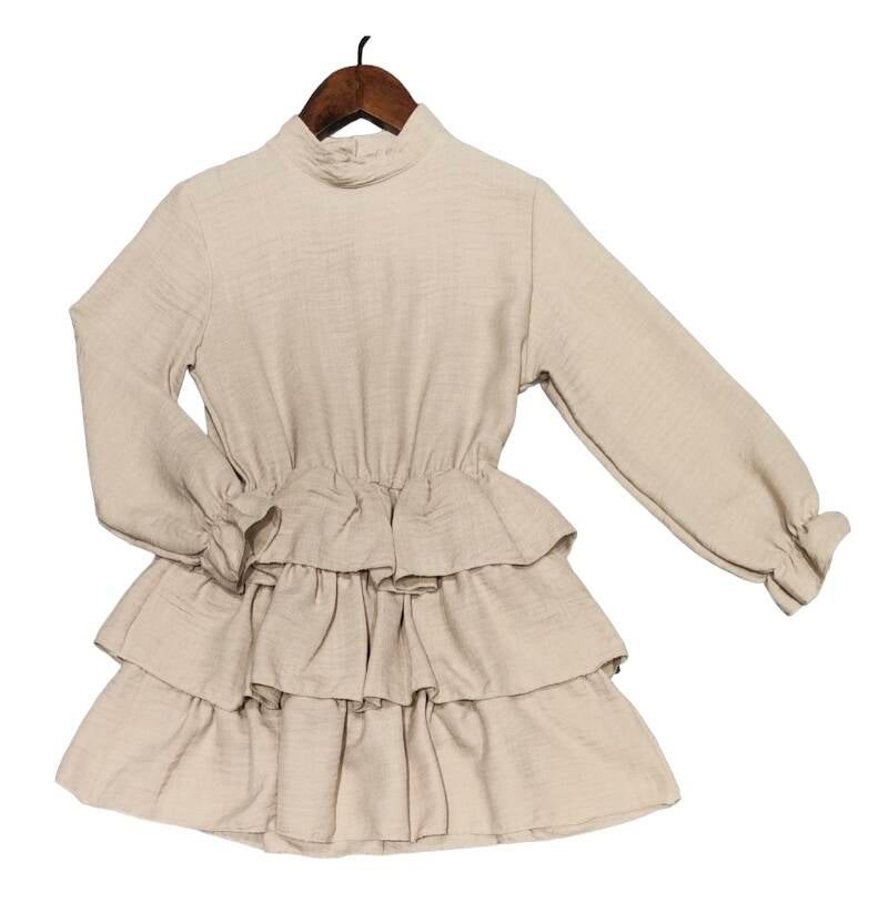 Jurk met ruches beige