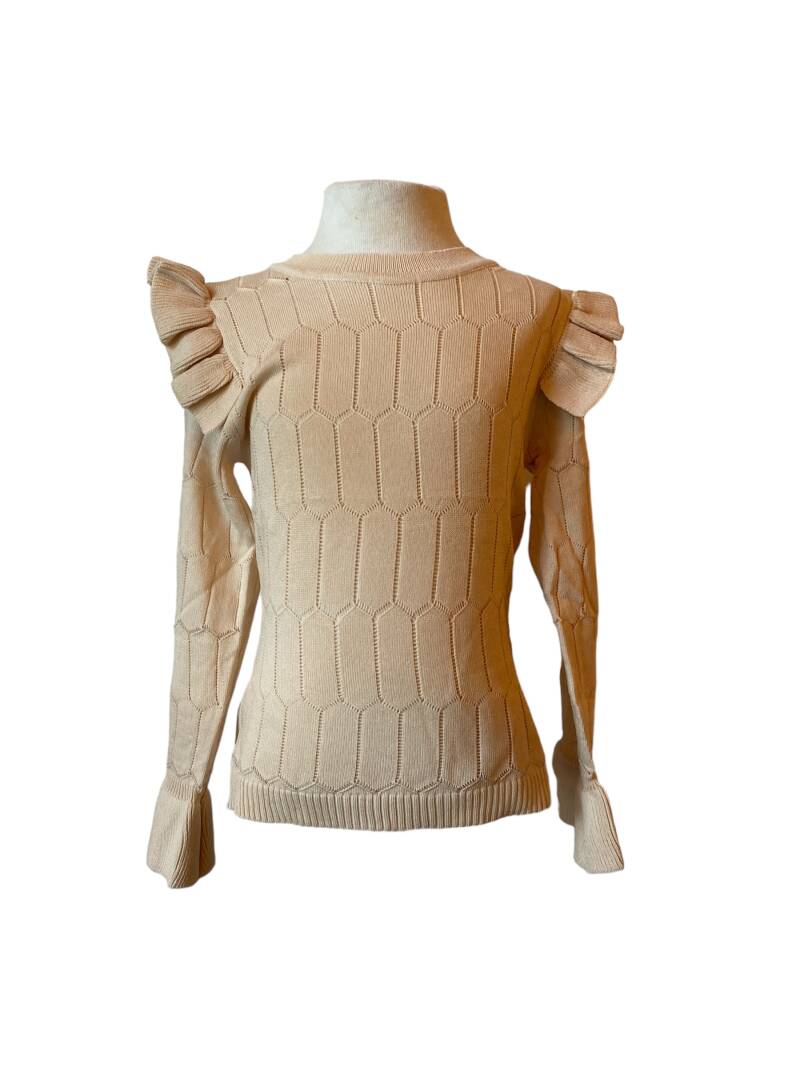 Beige truitje met roezel schouder