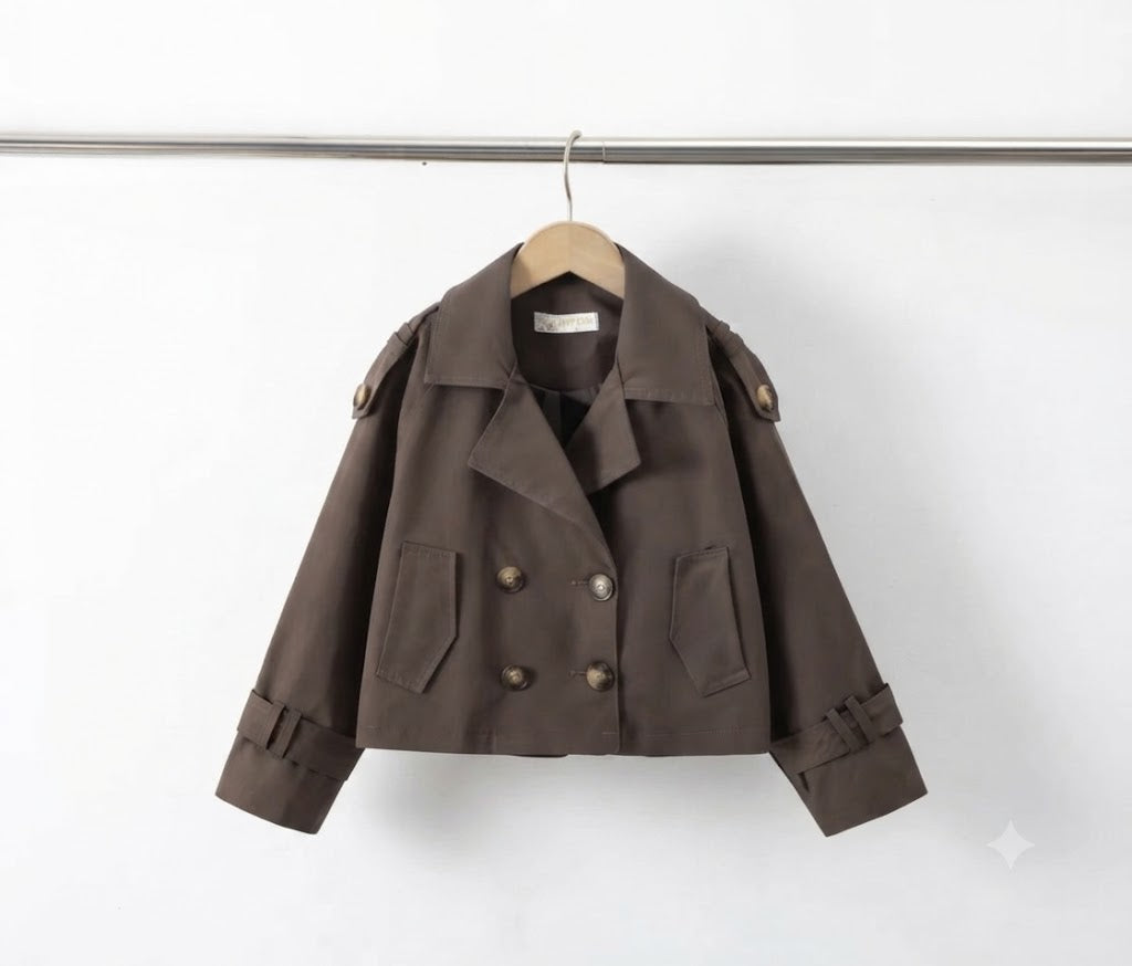 Donkerbruin korte trenchcoat