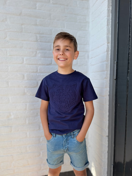Donkerblauw shirt met tijger
