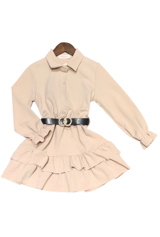 Beige jurk met riem