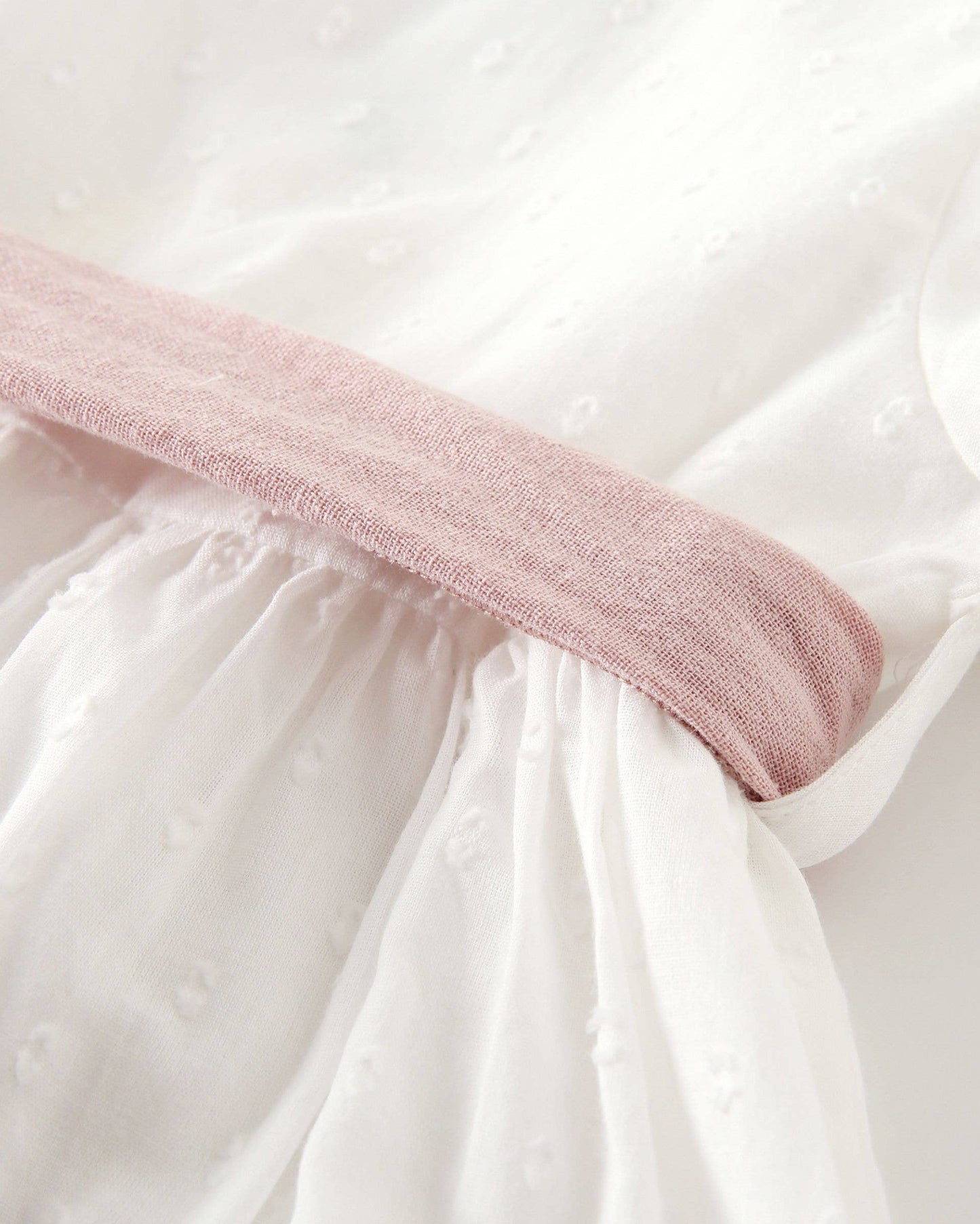 Meisjesjurk plumeti wit met roze strik JGV96848