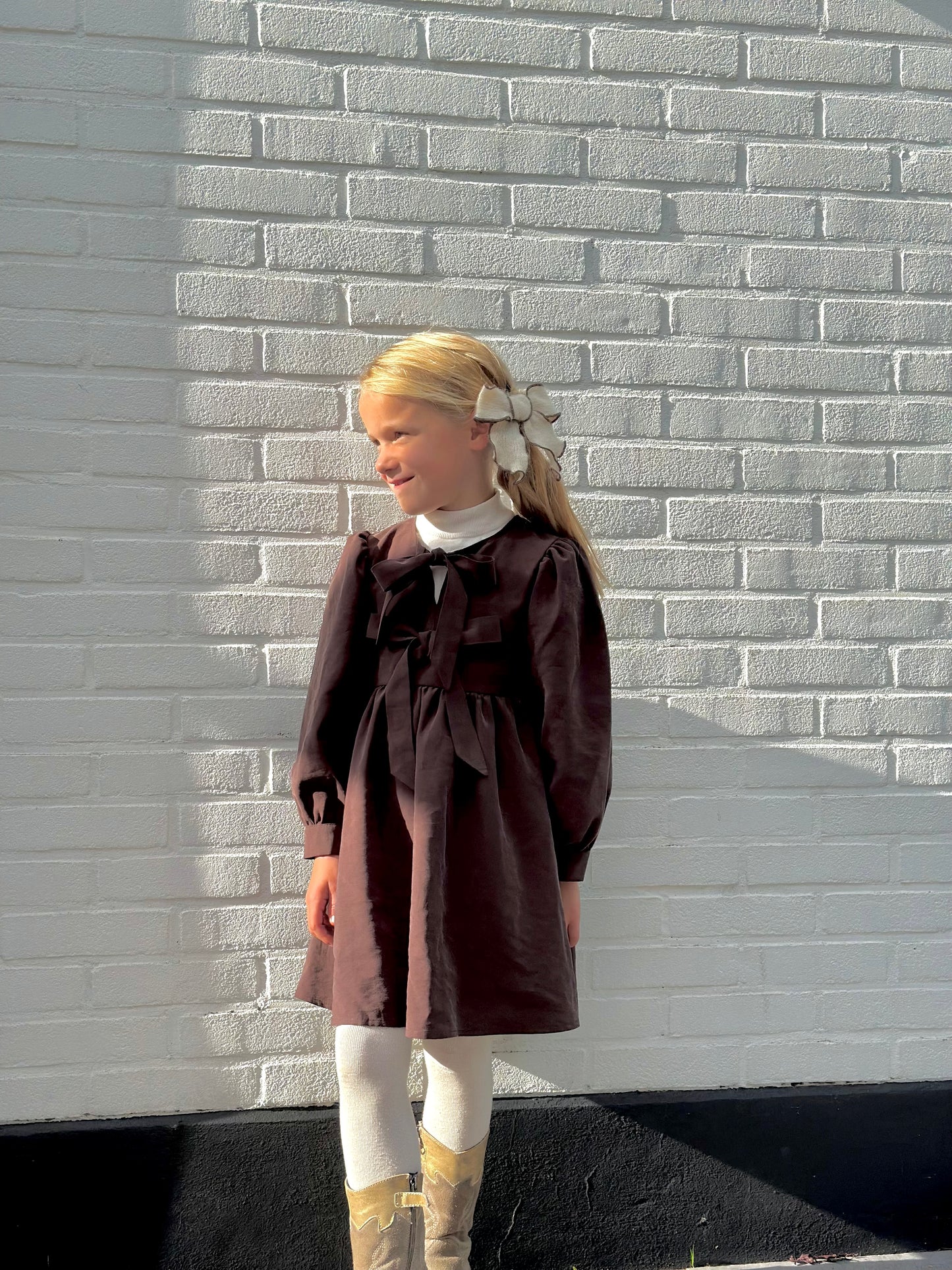 Jurk met strikken bruin LouLou