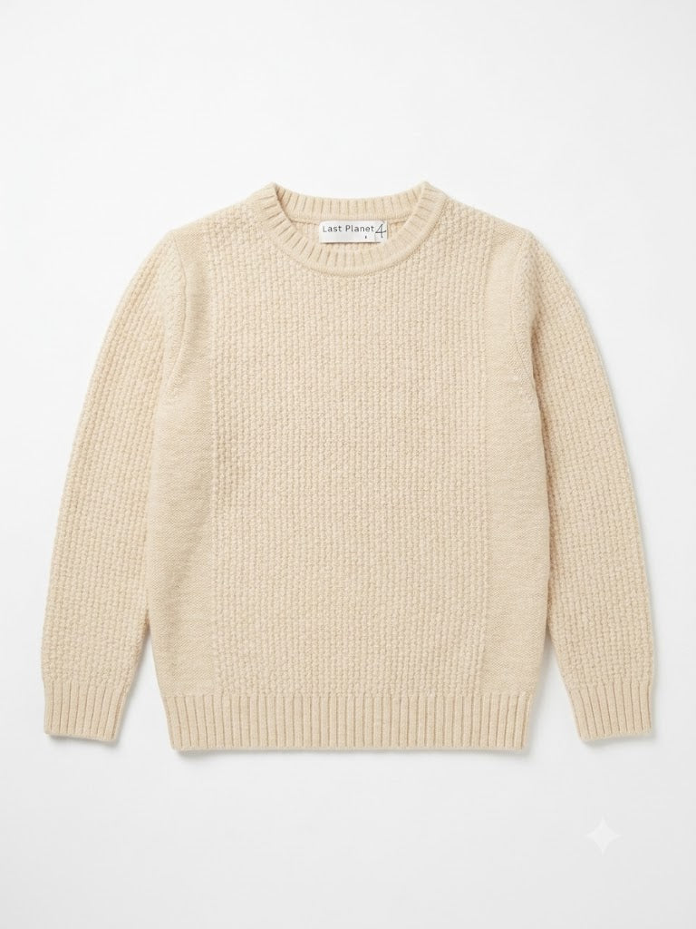 Bewerkte trui beige