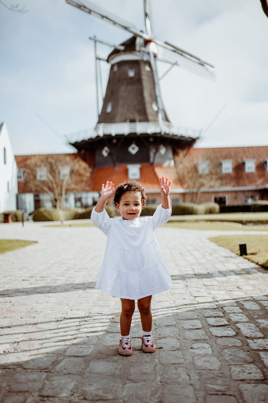 Linnen doorknoop jurk wit LouLou