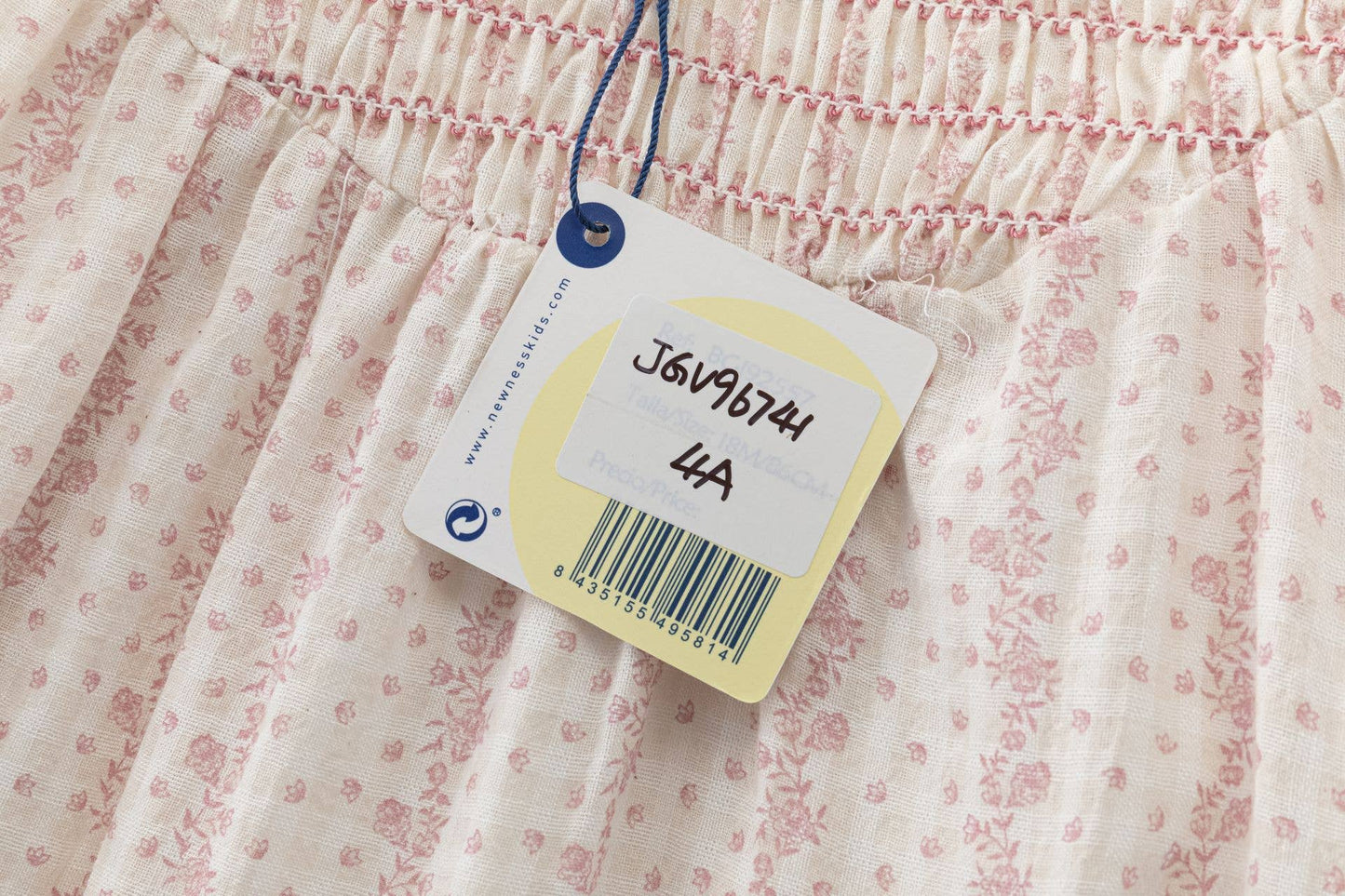 Meisjesjurk met roze smock en mouwen JGV96741