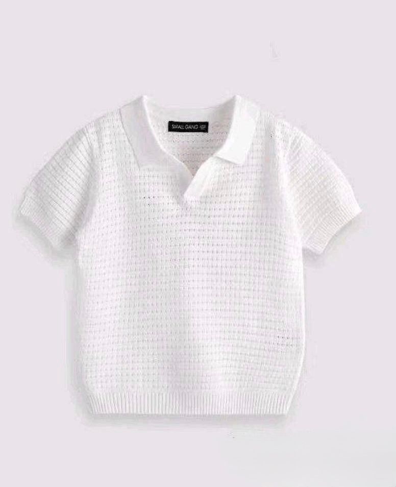 Wit opengehaakte polo 6065