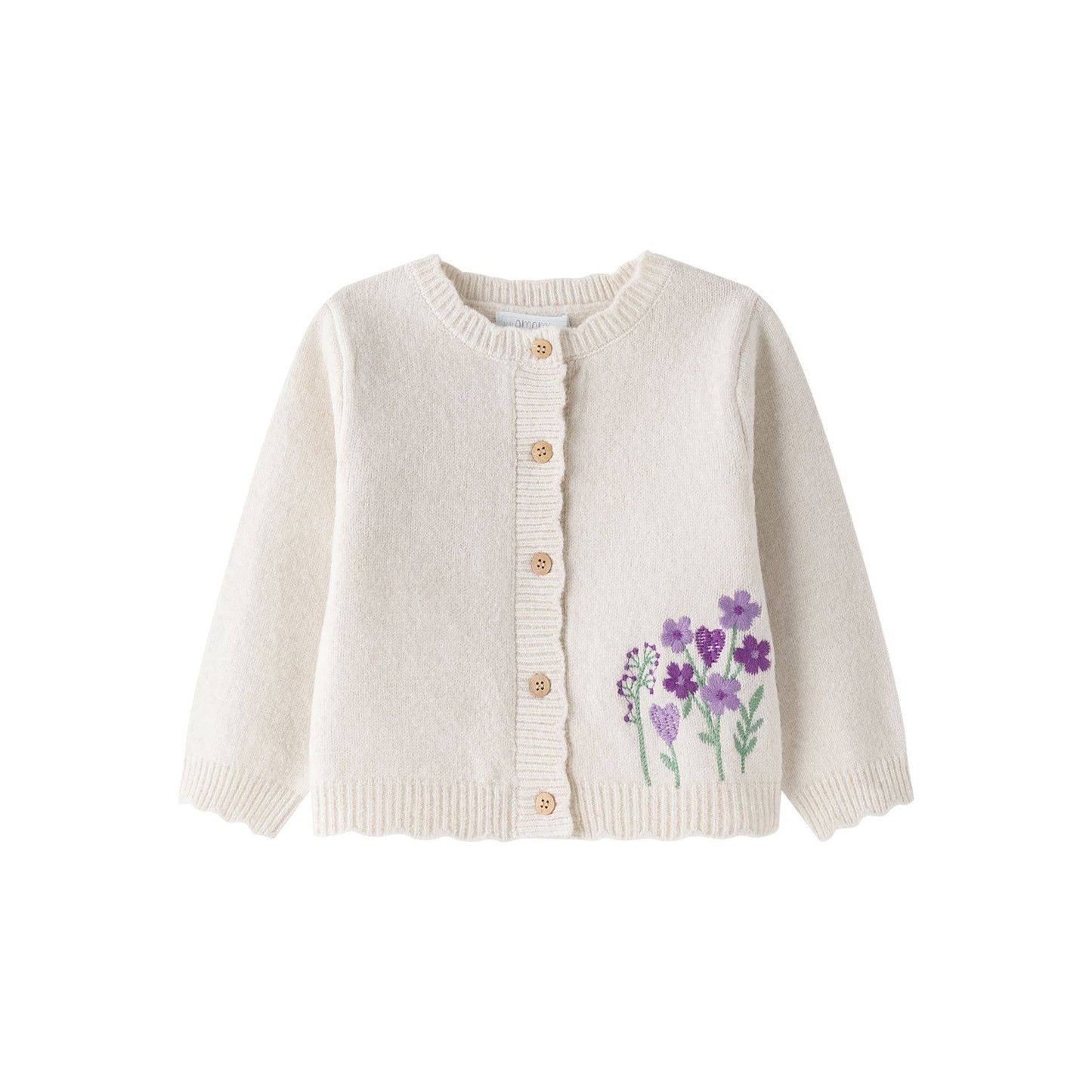 Gebreid vest paarse bloemetjes babymeisje BGI85517