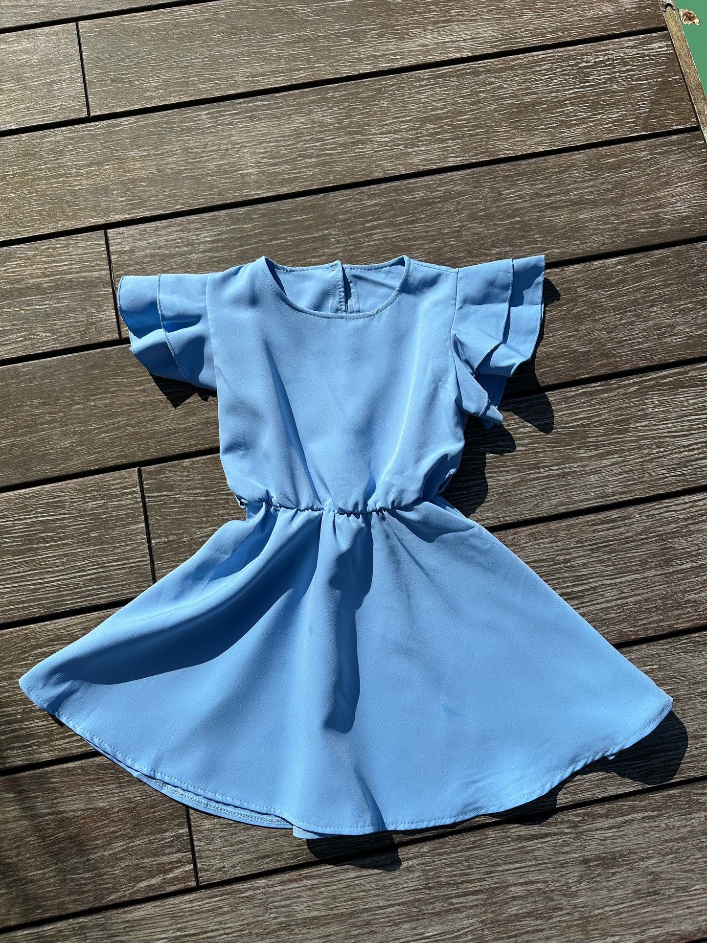 Jurk met korte mouw roosriem blauw