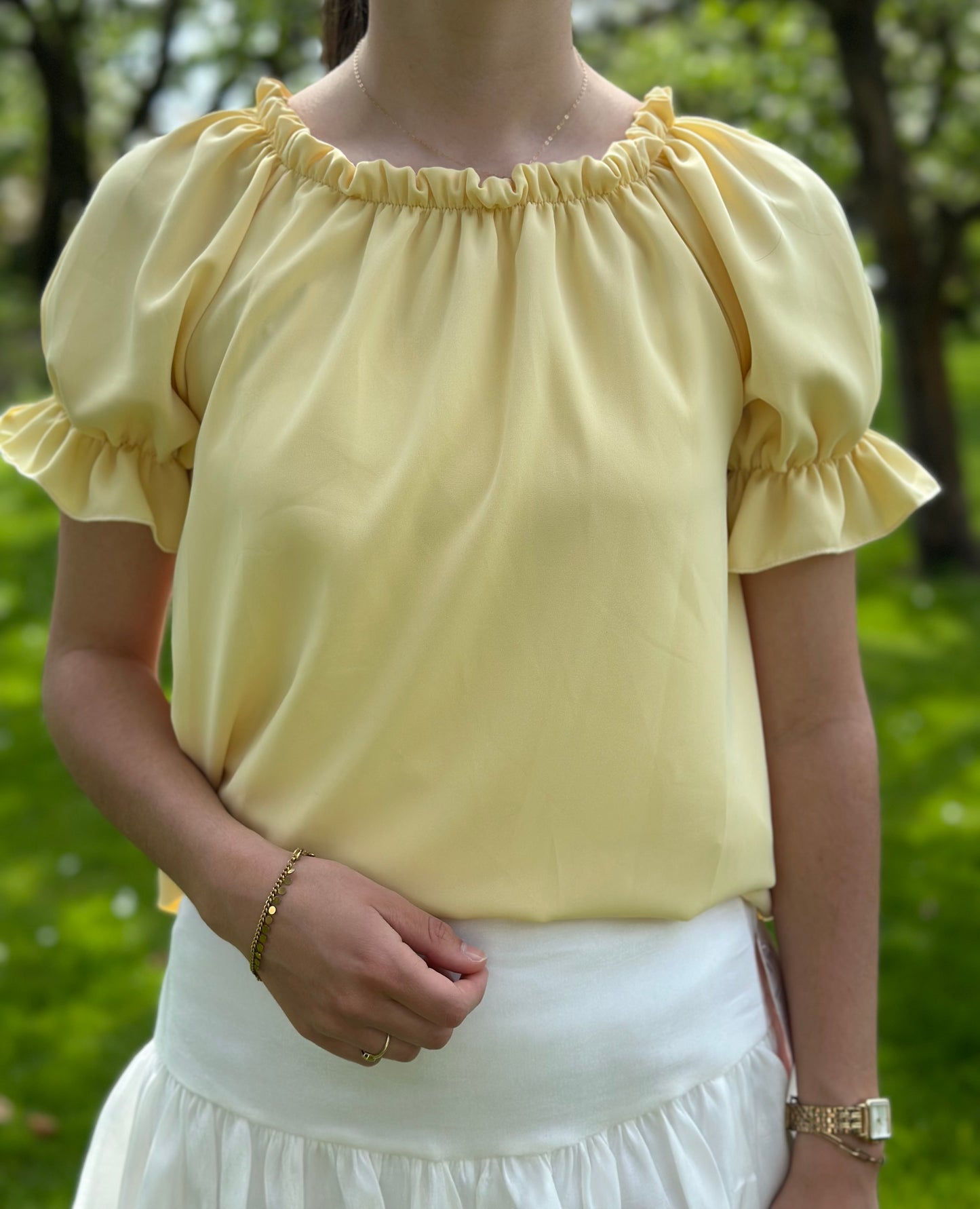 Gele top met elastiek
