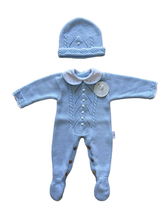 CT108 GEBREID PAK MET MUTS HERFST/WINTER: Blauw/wit / 1/3 maanden