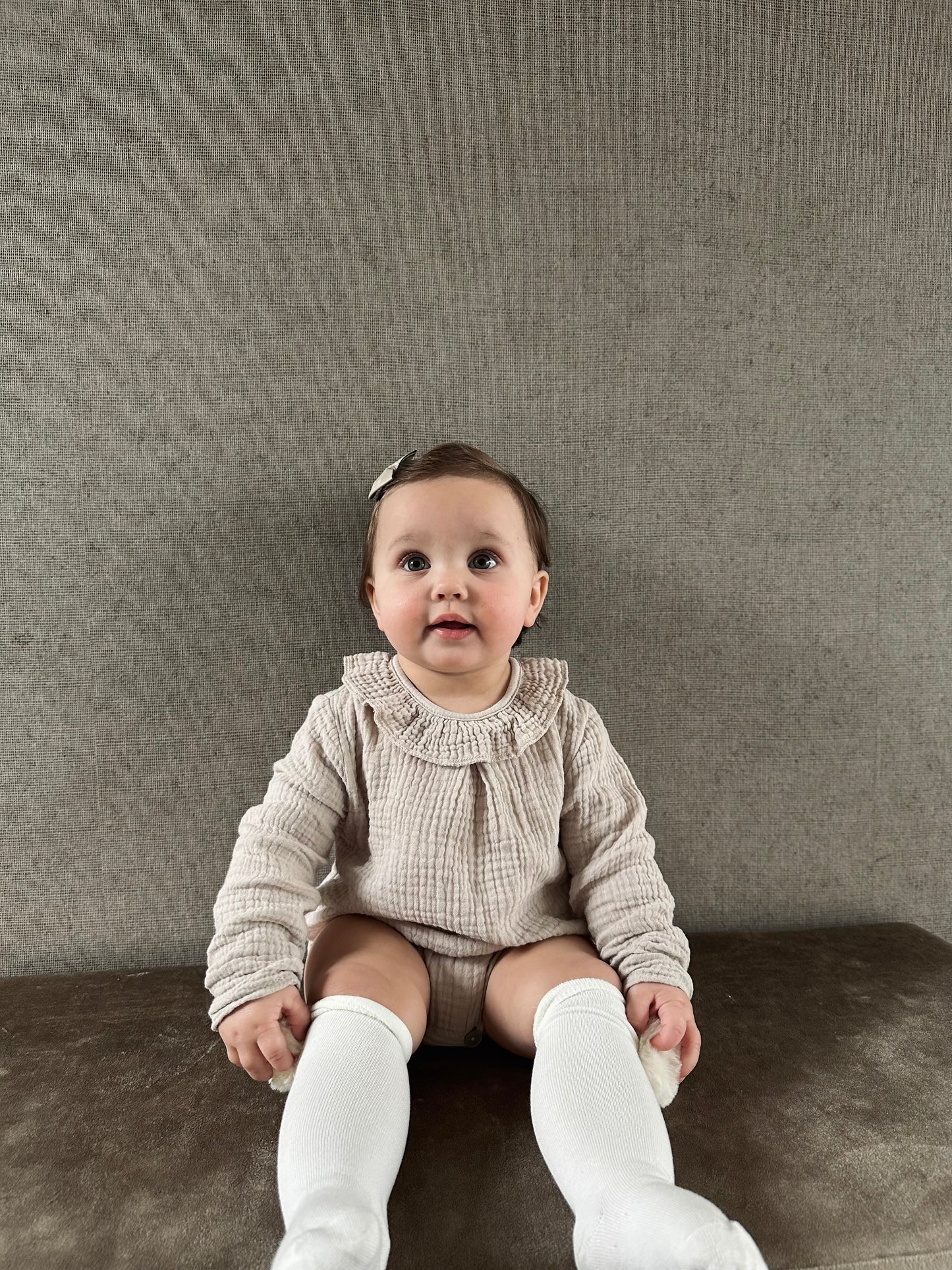 Romper wafelstof beige