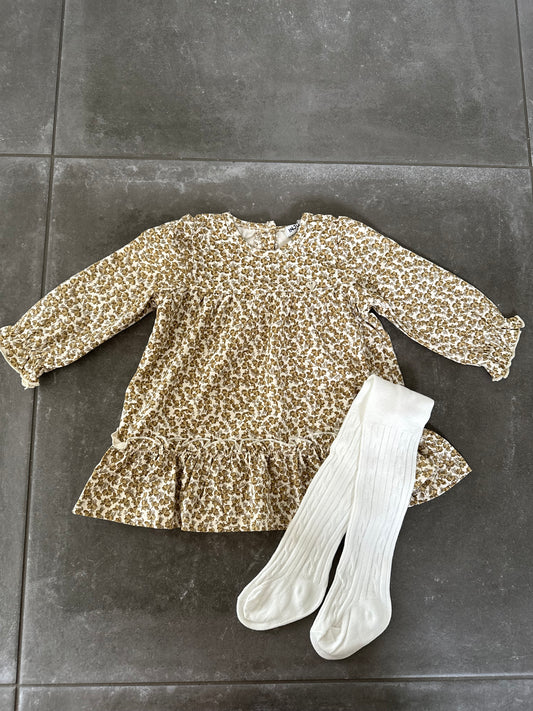 Beige bloemetjes jurk met maillot
